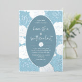 Blue Rozen bruiloft Folie uitnodiging (Staand Voorkant)