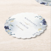 blue rozen bruiloft kartonnen onderzetters (Gekanteld)