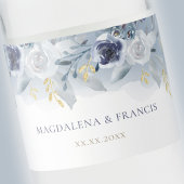 blue rozen bruiloft waterfles etiket