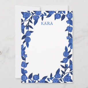 Blue Rozen Custom Bedankt Gepersonaliseerde Statio Notitiekaartje