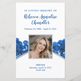 Blue Rozen Funeral Memorial Card | 5,5 x 8,5 inch