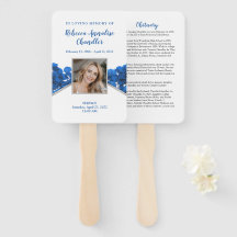 Blue Rozen Funeral Memorial Fan