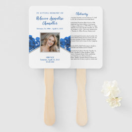 Blue Rozen Funeral Memorial Fan Handwaaier