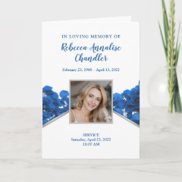 Blue Rozen Funeral Programme | Memorandum Bedankkaart