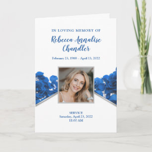 Blue Rozen Funeral Programme   Memorandum Bedankkaart
