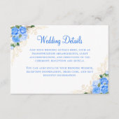 Blue Rozen Gold Floral Weddenschap Enclosure Card Informatiekaartje (Voorkant)