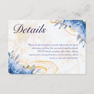 Blue Rozen Gold Marble Wedding Enclosure Kaart
