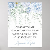 Blue Rozen Hortensia's Geen Zitplan Trouwen Poster (Voorkant)