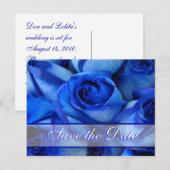 Blue Rozen Invitation-customize Aankondigingskaart (Voorkant / Achterkant)