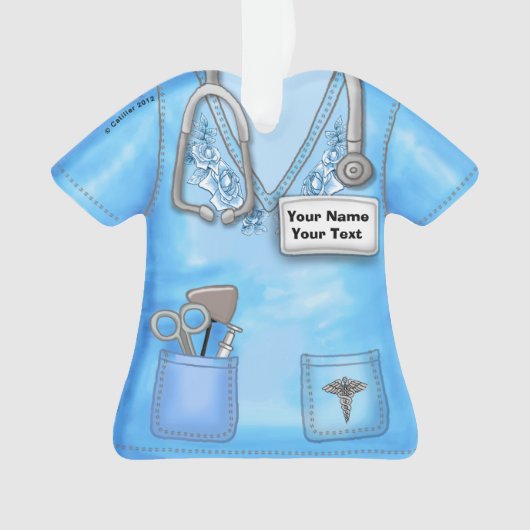 Blue Rozen Nurse medische scrubs ornament (voorkant)