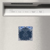 Blue Rozen Snowflake Christmas Bewaar de datum Magneet (Insitu (Vaatwasser))