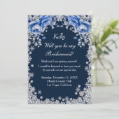 Blue Rozen Snowflake Christmas Bruidsmeisje Kaart (Staand voorkant)