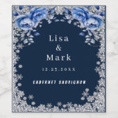 Blue Rozen Snowflake Christmas Wijnlabels Wijn Etiket (Enkel label)