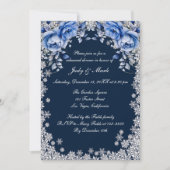 Blue Rozen Snowflake Kerst repetitie Diner Kaart (Voorkant)