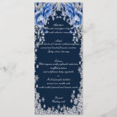 Blue Rozen Snowflake Kerst Trouwmenu Menu (Voorkant)
