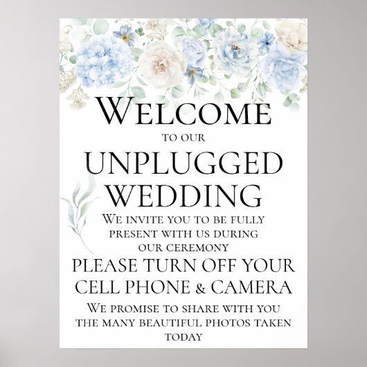  Blue Rozen Unplugged Wedding Ceremony Poster (Voorkant)