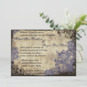 Blue Rozen Vintage huwelijksuitnodiging Kaart (Staand voorkant)