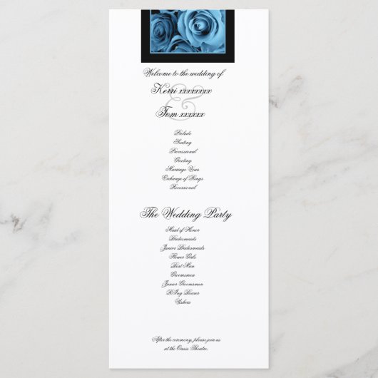 Blue ROZEN Wedding Program aangekondigd Programma (Voorkant)
