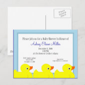 Blue Rubber Ducky Douche Uitnodiging Briefkaart (Voorkant / Achterkant)