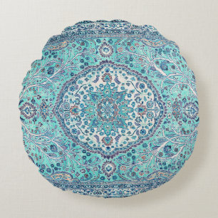  Blue Rug Pattern Rond Kussen