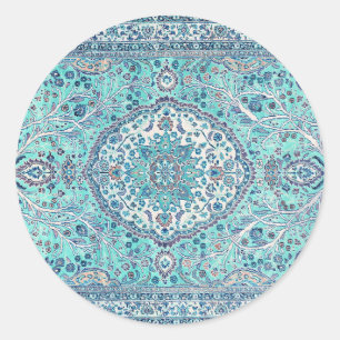  Blue Rug Pattern Ronde Sticker