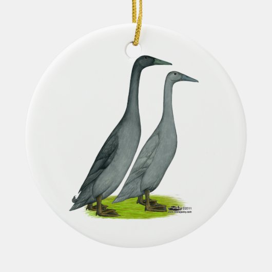 Blue Runner Ducks Keramisch Ornament (Voorkant)