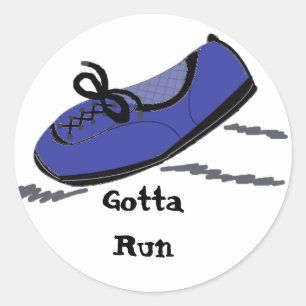 Blue Running Shoe - Gotta run Ronde Sticker