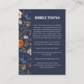 Blue Rust Floral Reception Directions Wedding Informatiekaartje (Voorkant)