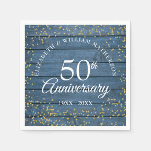 Blue Rustic 50th Jubileum Gold Dust Confetti Servet