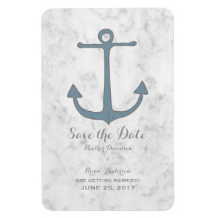 Blue Rustic Anchor Save the Date Magneet