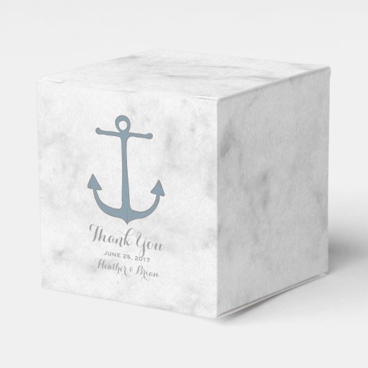 Blue Rustic Anchor Wedding Bedankdoosjes (Voorkant Zijde)