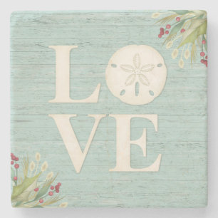 Blue Rustic Beach Sand Dollar Stenen Onderzetter