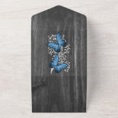 Blue Rustic Butterfly All in One Wedding Invite Uitnodiging (Buitenkant)