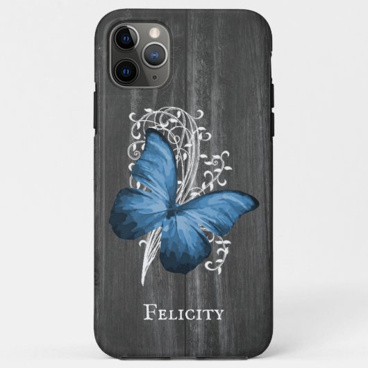 Blue Rustic Butterfly, gepersonaliseerd Case-Mate iPhone Case (Achterkant)