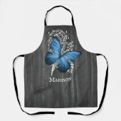 Blue Rustic Butterfly gepersonaliseerd Schort (Voorkant)