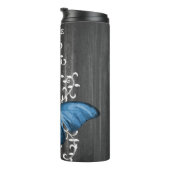 Blue Rustic Butterfly - gepersonaliseerde thermisc Thermosbeker (Geroteerd rechts)