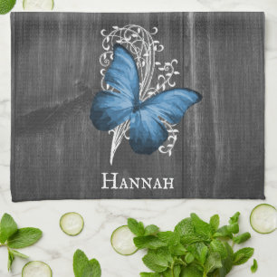 Blue Rustic Butterfly Kitchen Towel Theedoek