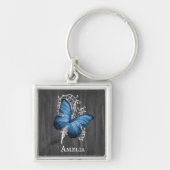Blue Rustic Butterfly persoonlijke Sleutelhanger (Voorkant)