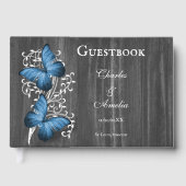Blue Rustic Butterfly Wedding Guestbook Gastenboek (Voorkant)