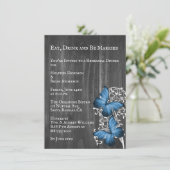 Blue Rustic Butterfly Wedding Rehearsal Dinner Kaart (Staand voorkant)