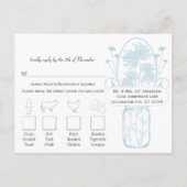 Blue Rustic Chalkboard Mason Jar Menu Keuze RSVP (Achterkant)