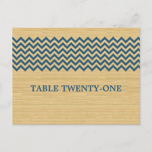 Blue Rustic Chevron Numéro de table Carte postale (Devant)