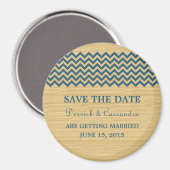 Blue Rustic Chevron Save the Date Magnet Magneet (Voorkant / Achterkant)