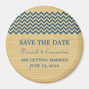 Blue Rustic Chevron Save the Date Magnet Magneet