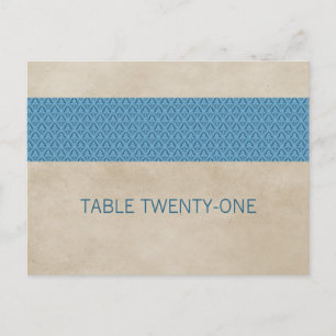 Blue Rustic Damask Numéro de table Carte postale
