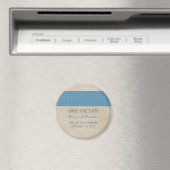 Blue Rustic Damask Save the Date Magnet Magneet (Insitu (Vaatwasser))