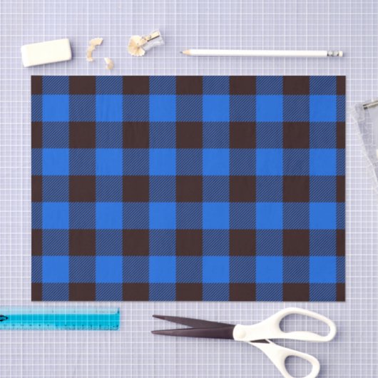 Blue Rustic Farmhouse Buffalo Checkset Pattern Tissuepapier (Craft)