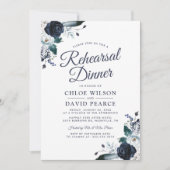 Blue Rustic Floral Wedding Repetitie Diner Kaart (Voorkant)