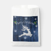 Blue Rustic kerstreindeer Favor Bags Bedankzakje (Voorkant)