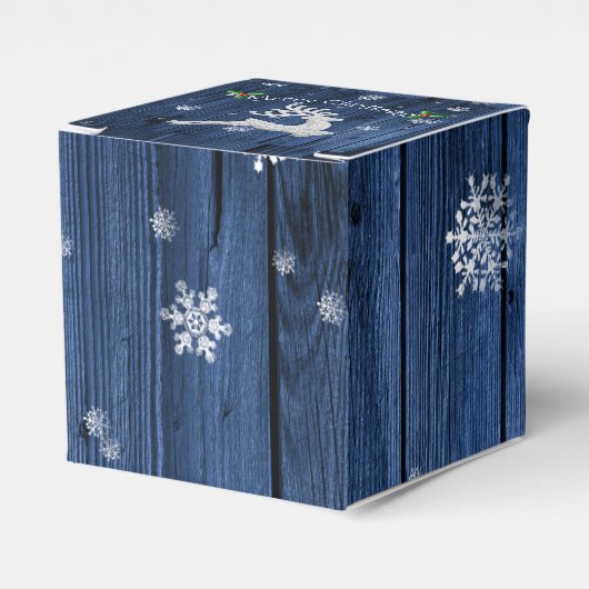 Blue Rustic-kerstrenrendierbox Bedankdoosjes (Voorkant Zijde)